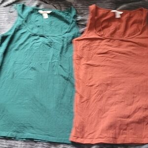 Long Tall Sally Green and Rust Tank Tops